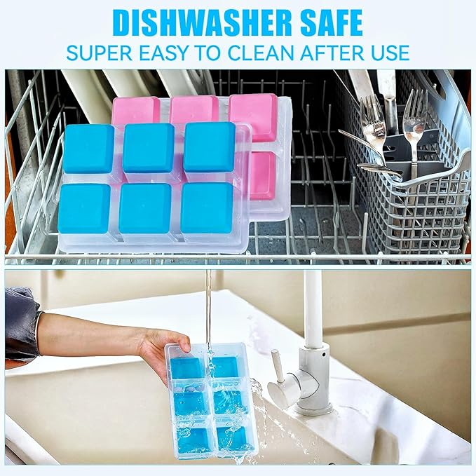 Ice Cube Trays 2 Pack, JRISBO Large Silicone Ice Cube Molds with Leak-Proof Lid, TPE Frame & Easy Release Bottom, Stackable Freezer Ice Trays for Whiskey, Cocktails, Soup, BPA Free (Black)
