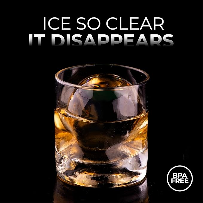 True Cubes Crystal Clear Ice Sphere Maker with Storage Bag – 4 Large Ice Spheres for Cocktails, Whiskey, and Drinks – Stackable Silicone Mold for Slow-Melting, Bartender-Quality Ice