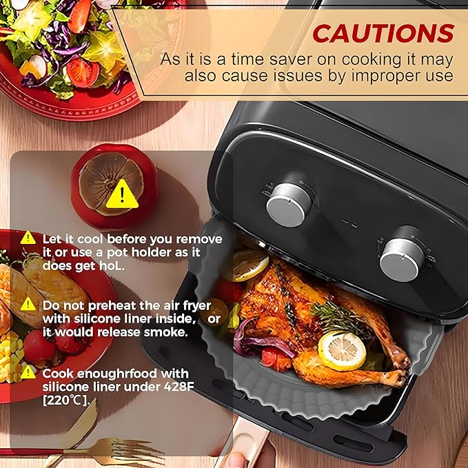 SAMNATE 3pcs Air Fryer Liners reusable - silicone air fryer liners, AirFryer Accessories, Air Fryer Silicone Liner - reusable airfryer liners - air fryer pans - airfryer liners