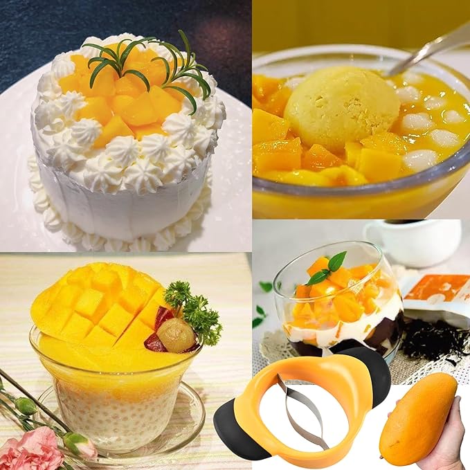 Mango Peeler Mango Slicer Peeler and Pit Remover Tool Mango Splitter Fruit Slicer Cutter Pitter Non-Slip Silicon Ergonomic Handles
