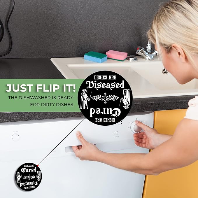 Gothic Plague Doctor Mask Dishwasher Magnet – Clean Dirty Sign for Witchy Kitchen Decor, Quirky Home & Office Accessory, Ideal Gift, Dark Academia Skeleton Ghost Theme, Spooky Apartment Essentials