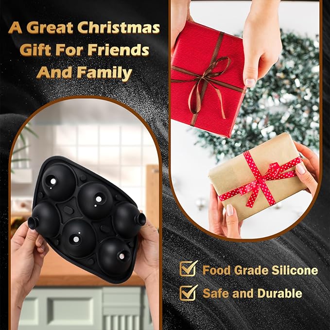 2 Pack Baseball Ice Cube Molds 2.2 Inch Large Baseball Silicone Ice Cube Molds Fun Shapes Craft Sphere Ice Molds Novelty Christmas Gifts for Men Women Cocktails, Bourbon, Brandy, Whiskey(2, Baseball)
