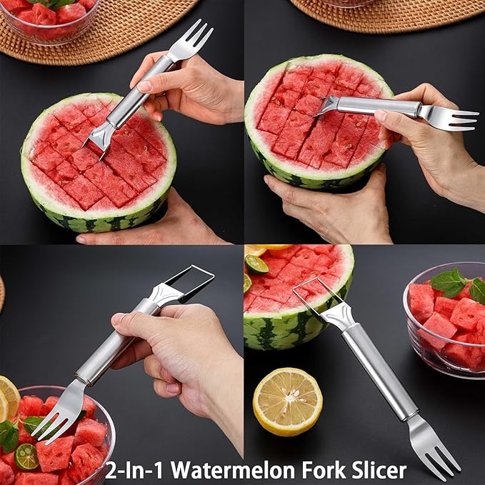 6 Pcs Stainless Steel Fruit Carving Knife Set, Kitchen Fruit Carving Knife, Watermelon and Ice Cream Scoop, 2-in-1 Dig Pulp Separator Fruit Peeling Tool, Crinkle Knife and Lemon Zester Grater