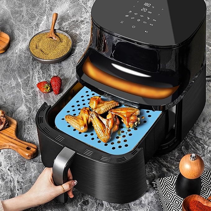 3pcs Silicone Air Fryer Liner, 7.5 Inch Square Silicone Air Fryer Liners, Easy to Clean Airs Fryers Accessories, 3Colors