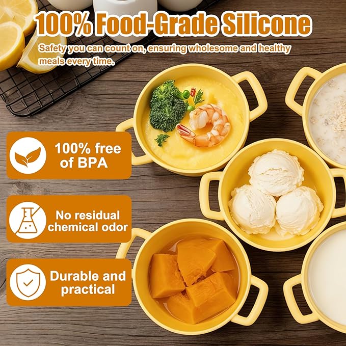 Small Silicone Steamer Microwave, Steamer for Baby Food Maker, Vegetable, Egg, 100% Food Grade Silicone Microwave Bowl with Lid and Handle, Non-stick, Easy Clean, Dishwasher Safe, 19oz