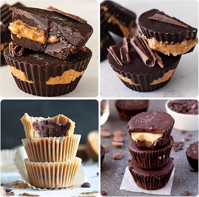 Silicone Peanut Butter Cup Molds, 3 Pack, 12-Cavity Non-stick Candy Chocolate Making Trays for Brownie Mini Tart Pudding Jelly