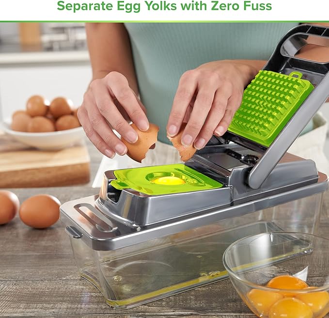 PrepNaturals Vegetable Chopper with Container, Veggie Chopper, Food Chopper & Onion Chopper - Mandoline Slicer for Kitchen (12 in 1, Green)