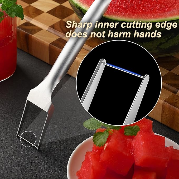 GoHere watermelon cutter 2-in-1 stainless steel fruit watermelon slicer kitchen gadgets watermelon cutter slicer tool (2PCS)