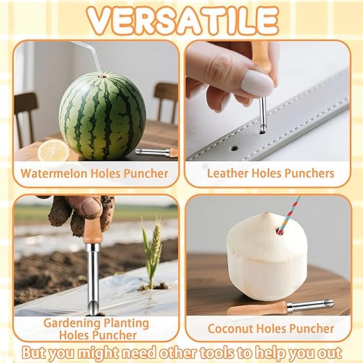 Straw Puncher for Plastic Lids Lemonade,3 PCS Straw Hole Punchers for Plastic Lids,Hole Puncher for Lemonade Cups,Pottery Tools,Clay Hole Cutters,Leather Holes Punchers,Watermelon Holes Puncher