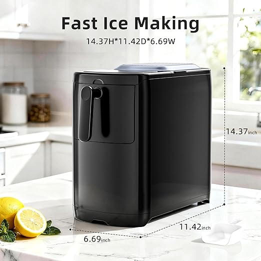 Antarctic Star Portable Countertop Ice Maker with Self-Cleaning, 18Lbs/24H, One-Touch Operation, Ice Scoop for Home, Kitchen, Office(Black)