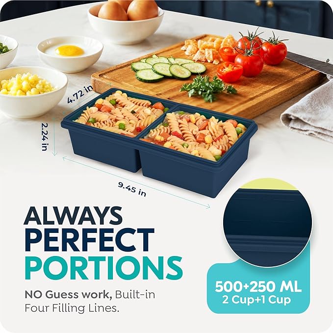 Silicone Freezer Molds for Soup with Lid, 2-Cup Silicone Soup Freezer Molds, Meal Prep & Food Storage, Great for storing soups and other dishes, Dishwasher, Oven Safe