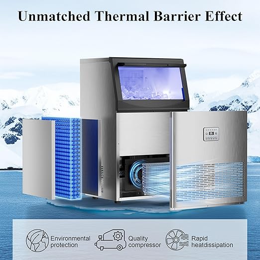 Mountman Commercial Ice Maker,110 lbs/24H,Stainless Steel Ice Machine with 33 lbs Storage Capacity,50 Cubes in 14 Mins,Water Filter,Under Counter/Freestanding Ice Makers for Home,Restaurant,Bar,Cafe