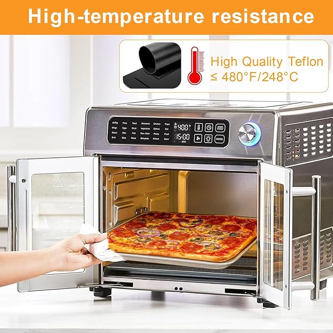 Oven Liners for Bottom of Oven,12"x12" Reusable Non-Stick Heat Resistant Toaster Liners Toaster Mat for Ninja Foodi,Cuisinart,Emeril Lagasse Extra Large 26 QT French Door Air Fryer Oven,4 Pack
