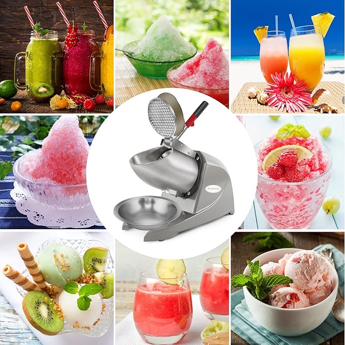 Electric Ice Shaver, Shaved Ice Machine, Especially for Home Use Ice Crusher, Dual Stainless Steel Shaving Blades, Double Covers,176lbs per hour,300W/1440rpm,Upgraded Version.