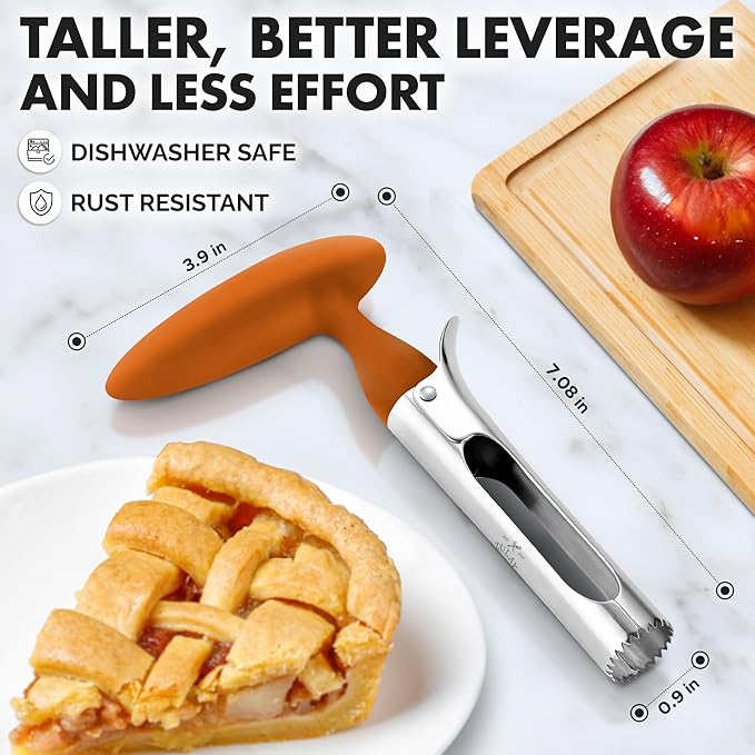 Zulay Kitchen Ultra Sharp Apple Corer Tool - Stainless Steel, Sharp & Serrated Blade Cores in Seconds - Easy to Use & Clean, Durable Apple Core Remover for Apples & Small Fruits - Orange