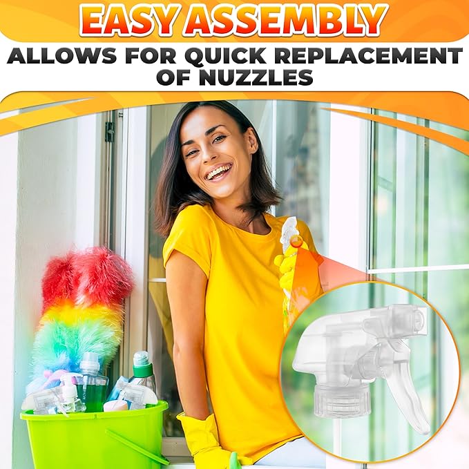 4 Pack Spray Bottle Nozzle Replacement – Adjustable Length Mist & Stream Spray Tops for Bottles 8 Oz & 16 Oz Bottle, Durable Trigger Sprayer Nozzles for Cleaning, Gardening, Salon and Home Use