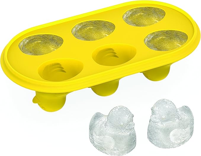 TrueZoo Quack the Ice Duck Ice Cube Tray, Easy Release Silicone Mold for Whiskey, Cocktails, Iced Tea, Jello Shots, Chocolates, Frozen Treats, Novelty Kitchen & Home Bar Gifts, Set of 1, Yellow