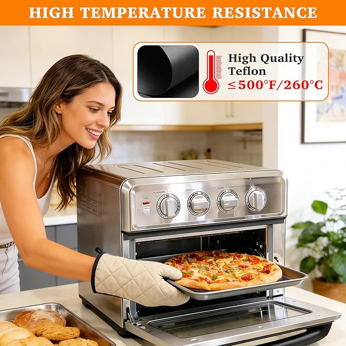 5 PCS Teflon Mats Oven Liner Compatible with Cuisinart Air Fryer Toaster Oven, Air Fryer Liners Reusable for Cuisinart Air Fryer Accessories