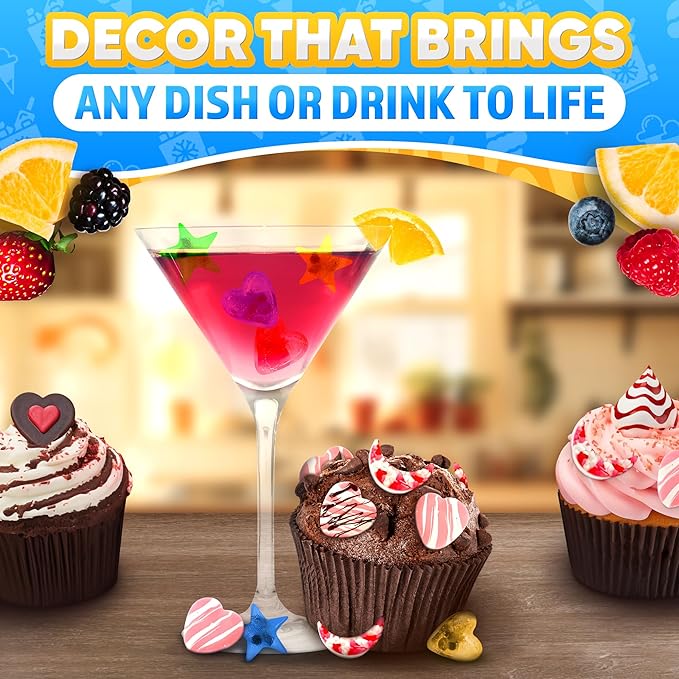 Mini Star Ice Cube Tray with Lid – Stars, Moons & Hearts that Just Pop Right Out – 24 Cavities Cute Ice Cube Tray, Flexible Silicone, Easy Release | Reusable Molds for Cocktails, Parties & Desserts