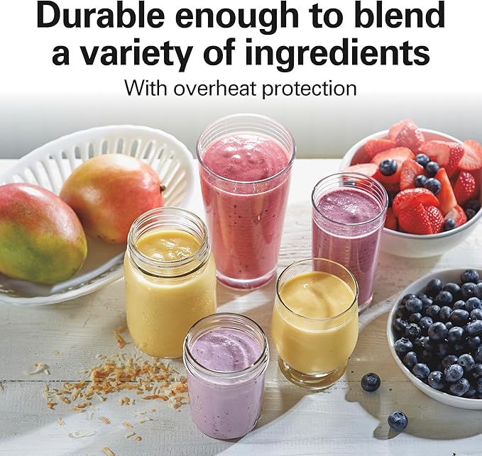 Hamilton Beach Portable Blender for Shakes and Smoothies, 14 Oz BPA Free Travel Cup & Lid, Durable Stainless Steel Blades, Personal Smoothie Blender, Raspberry, 51131G