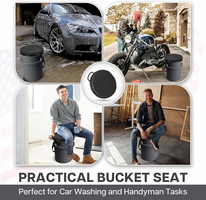 5 Gallon Bucket Seat for Yeti, Swivel Lid With Padded Top for Cozy Sitting, Cushion for Outdoor Fishing, Hunting, Gardening, Camping, Car Washing, Baseball Training