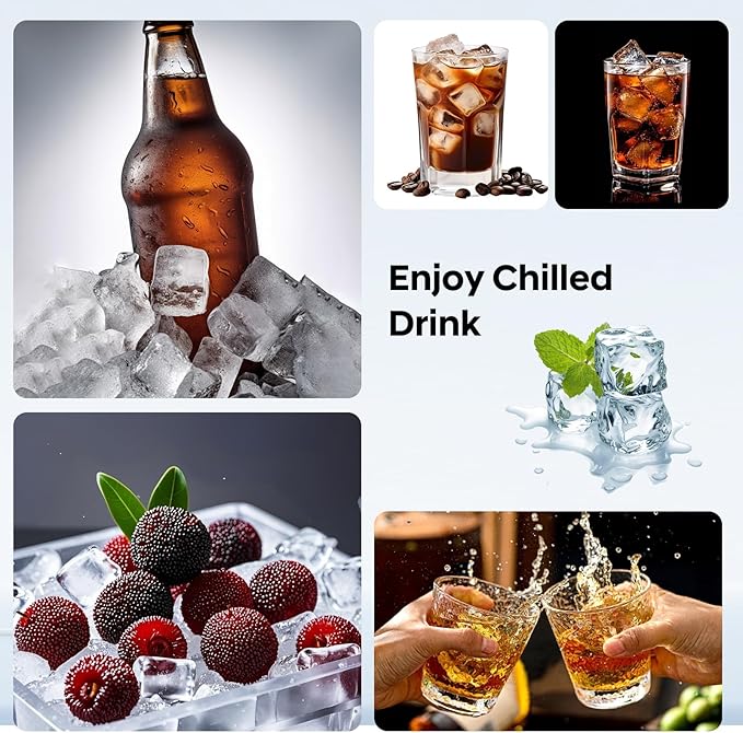 HANCELANT Silicone Ice Cube Trays Set of 2, Easy Release 15 Square with Removable Lid Reusable Freezer Stackable for Whiskey, Cocktails and Homemade, Keep Drinks Chilled, BPA Free, Blue