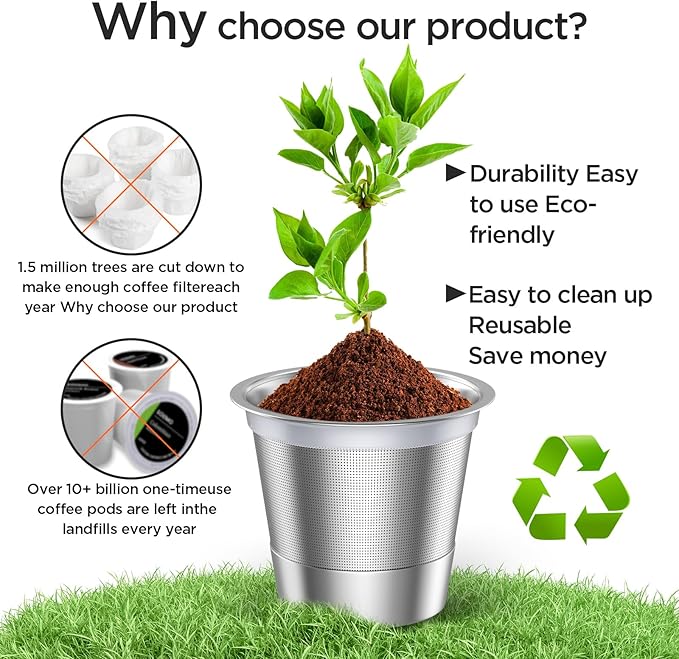 Reusable K Cups for Keurig, Stainless Steel Refillable Coffee Pods Metal K Cup Reusable Coffee Filter for Keurig1.0 & 2.0 K-Classic K-Elite K-Express K-Mini, BPA Free Permanent Coffee Filter(4 pack)