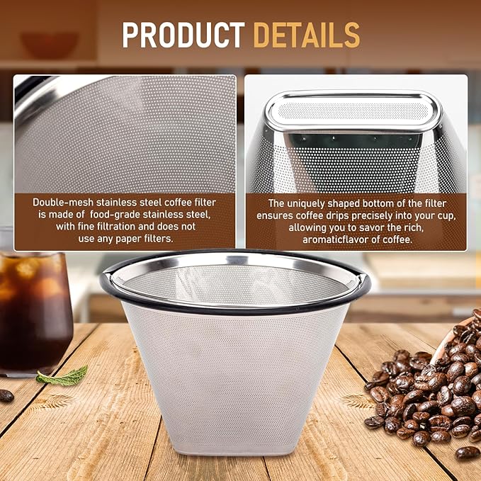 Reusable Coffee Filter Compatible with Technivorm Moccamaster KBGV KBT 79112 53923 59691 etc, Durable Stainless Steel Metal Filter