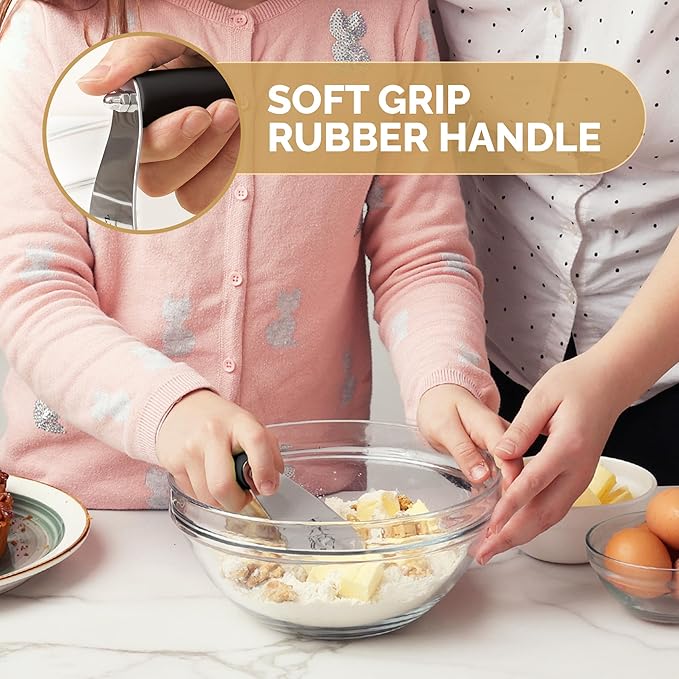 Zulay Kitchen Large 4-Inch Dough Blender Top Professional - Stainless Steel Pastry Cutter, Heavy Duty Dough Cutter With Blades, Pastry Blender And Butter Cutter - Pastry Cutter For Baking (Black)