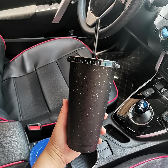Suertestarry Tumbler with Straw and Lid,Water Bottle Iced Coffee Travel Mug Cup,Reusable Plastic Cups,Perfect for Parties,Birthdays… (Black Glitter, 36 pack)