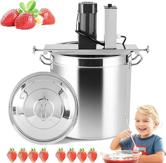 Electric Jam Mixer - Stainless Steel Automatic Pot Stirrer with 4-Blade Mixing Scraper, for Soup, Chili Sauce, Beverage, Jam & Porridge, One-Touch Operation, Commercial Food Mixing Machine (Model 40)