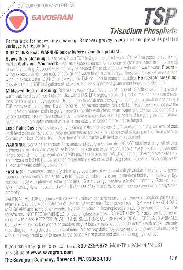 Savogran 10621 Trisodium Phosphate (TSP) 1LB (16oz) - 2 Pack