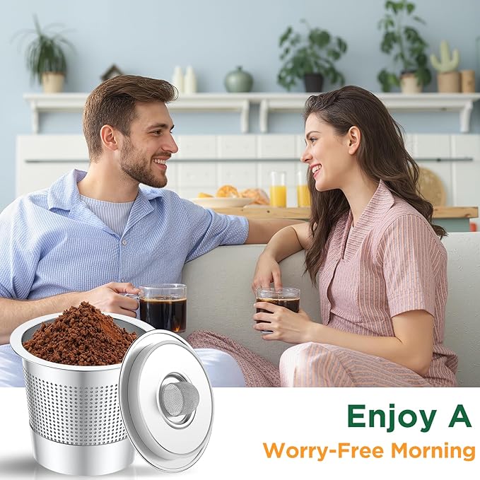 AANQQ Reusable K Cups for Keurig: Upgraded Dual-Layer Mesh Stainless Steel K Cup - Refillable Metal Coffee Pods Filter Fit Keurig 1.0 Coffee Maker - Richer Coffee/NO-Residue/Eco-Friendly (2-Pack)