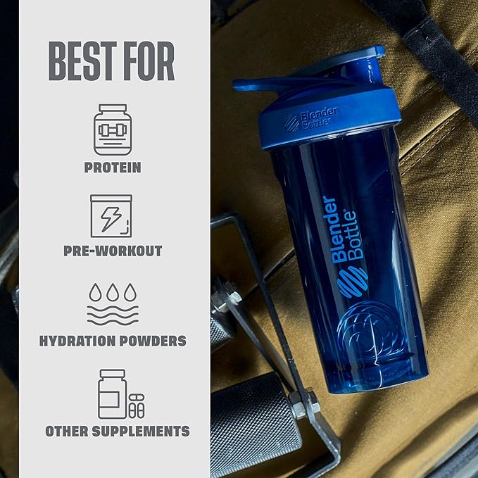 BlenderBottle Sport Tritan Shaker Bottle with Locking Lid, 24-Ounce, Blue