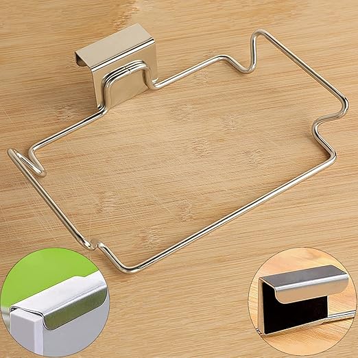 2 Pcs Large Stainless Steel Trash Bag Holder for Cabinets, Cupboards, Under Sink, Garbage, Kitchen Waste, Silver