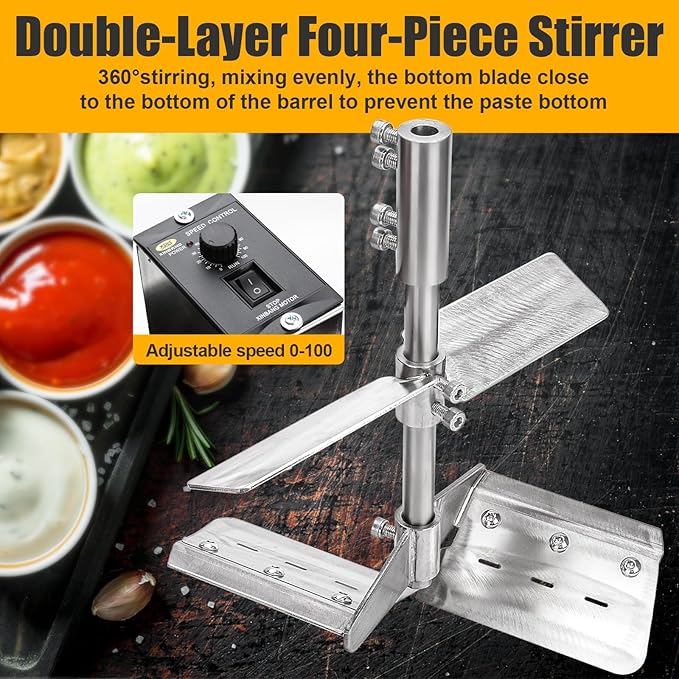 Automatic Food Mixer - 25L Commercial Food Mixer,4 Blade Stirring Scraper,for Making Jam, Sauce, Filling, Hot Pot Seasoning Bottom Soup Sauce Stirre Frying Machine (25L)