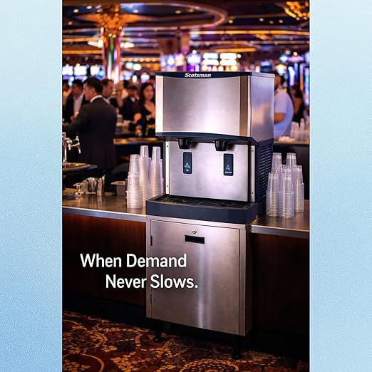Scotsman Meridian Touchfree Countertop Nugget Ice Maker & Water Dispenser - 500 lb/Day, 25 lb Storage Bin, Stand w/Door