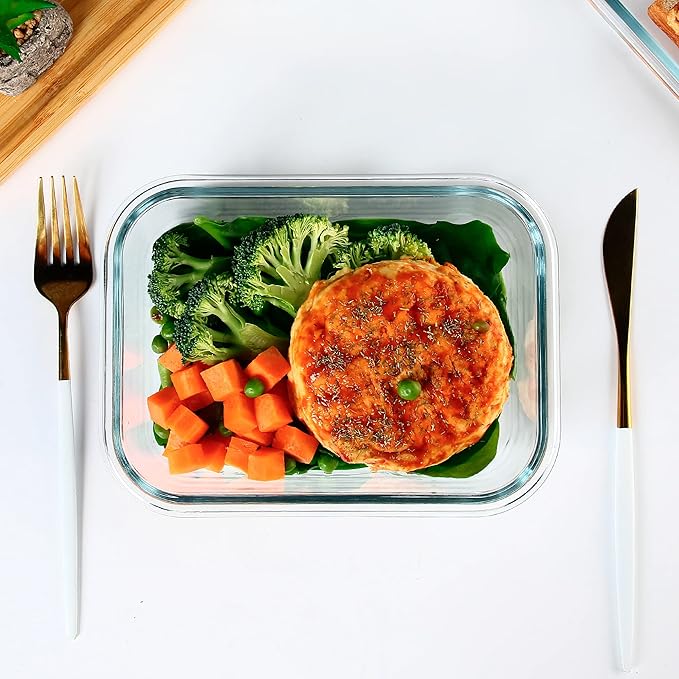 UMEIED 10 PACK Glass Food Storage Containers with Leak Proof Lids, Glass Airtight Meal Prep Containers Set for Lunch, On the Go, Leftover, Kitchen Pantry Organizers and Storage (Orange)