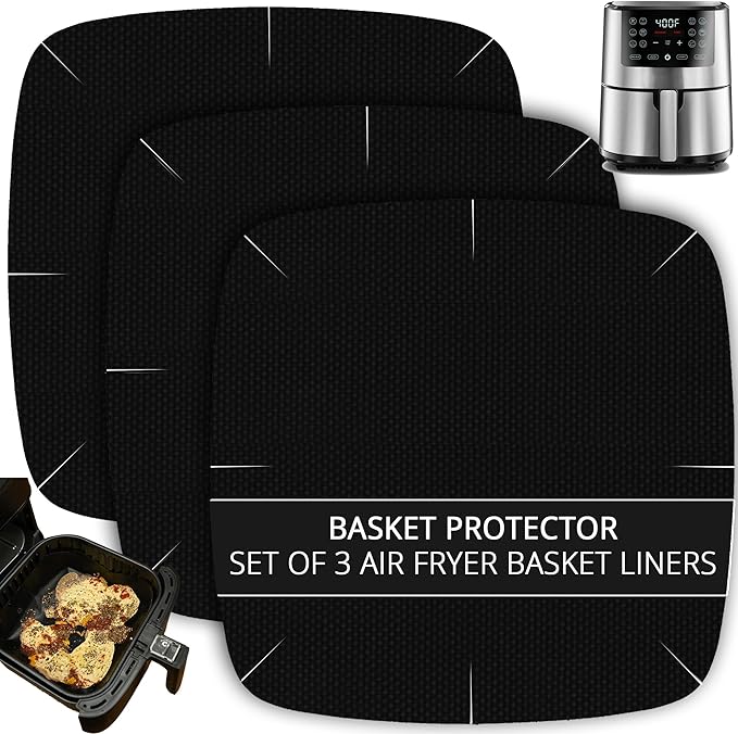 INFRAOVENS Air Fryer Liners Basket Protector Cover for Airfryer, Innovative Air Fryer Accessories and Kitchen Gadgets for 9.5 inch Square Air Fryers, Non-Stick Heat-Resistant Accessory