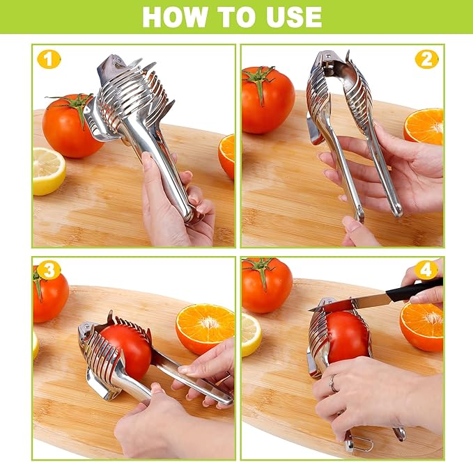 KAYCROWN Tomato Slicer Lemon Cutter Holder for Slicing, Stainless Steel Onion Slicer Holder for Slicing, Vegetable Cutter for Tomato, Lemon
