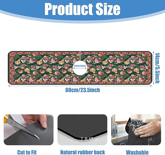 Sink Faucet Absorbing Mat Colorful Flowers Sink Splash Guard Drying Mat for Kitchen Bathroom Faucet Sinkmat 23.5"X5.5"