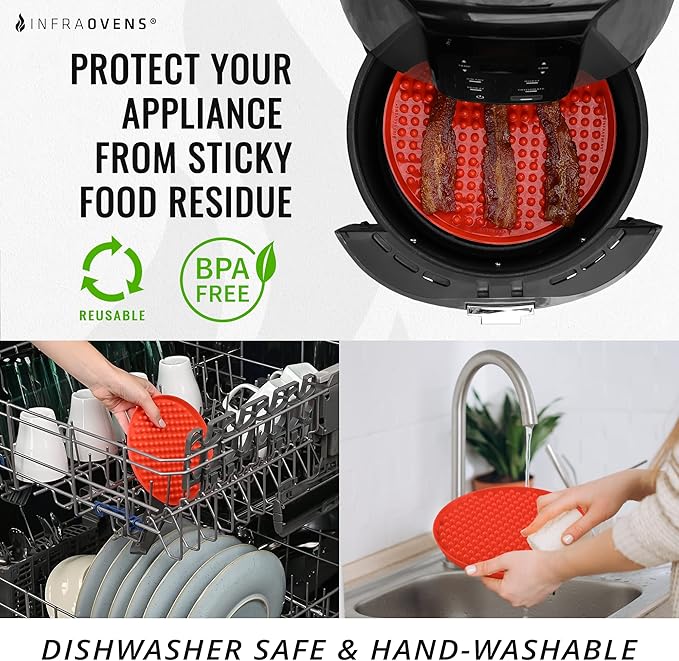 Air Fryer Silicone Liner Set of 3 Compatible with Instant Pot 8 QT Duo Crisp, Ninja Foodi + More, Air Fryer Pressure Cooker Accessories Parchment Paper Sheet Replacement Reusable Mats 9.4 inch Round