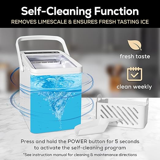 Igloo Automatic Self-Cleaning Portable Electric Countertop Ice Maker Machine with Handle, 26 Pounds in 24 Hours, 9 Ice Cubes Ready in 7 Minutes, with Ice Scoop and Basket