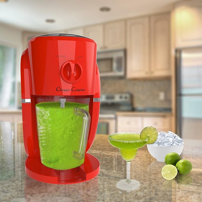 Frozen Drink Maker - Mixer and Ice Crusher Machine for Margaritas, Pina Coladas, Daiquiris, Shaved Ice Treats, or Slushies by Classic Cuisine (Red)