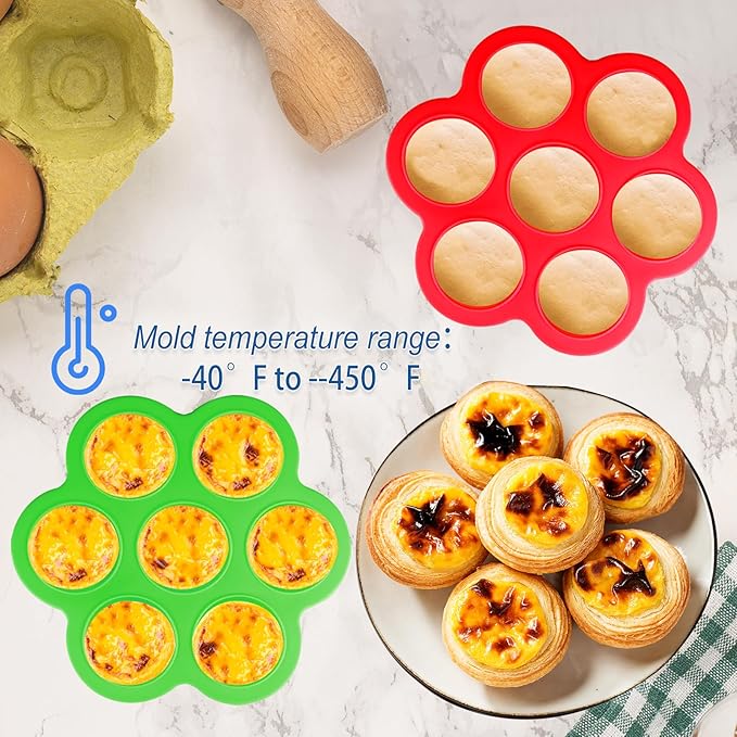 3 Pack Silicone Air Fryer Egg Bite Mold with Lid, 8 Inch Large Silicone Egg Bite Mold for Air Fryer Reusable Pan Accessories, Alternative to Sous Vide EggLarge Bite Maker