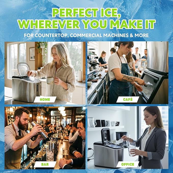 blue fresh Ice Machine Cleaner Tablets for Hard Water - 28 Pack Nickel Safe Scale Removal for Countertop Portable Commercial Nugget Ice Makers, Compatible with Opal, GE Profile, Frigidaire