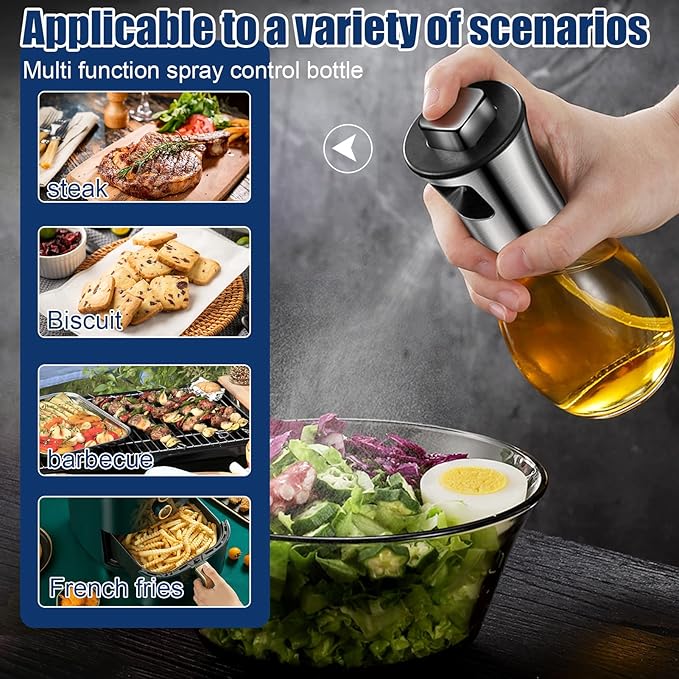 Oil Sprayer for Cooking,Olive Oil Fine Mist Sprayer - 200ML Mister Bottle for Cooking, Baking, and Air Fryer - Avocado and Canola Oil Dispenser - Kitchen Gadget Essentials