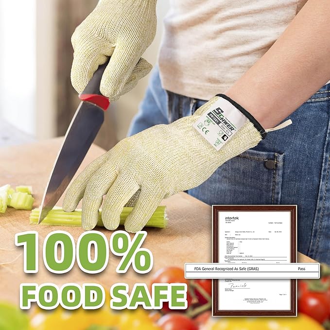 Schwer SlicePro ANSI A9 Cut Resistant Gloves, Food Grade Cutting Gloves for Kitchen Food Prep, Mandoline Gloves for Meat Cutting, Oyster Shucking, Fish Fillet Processing, PR1501, 2 Pairs, M