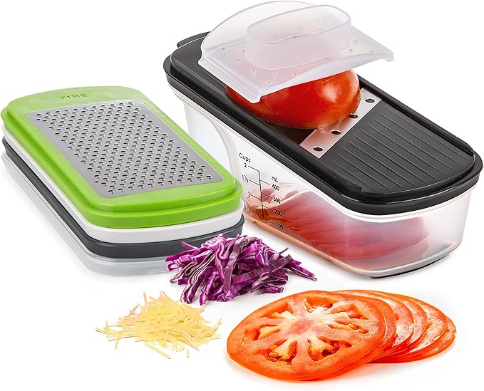 PrepWorks Grate, Slice & Store Set, One Size, Multi-Color – Versatile Food Prep Set with Storage Containers