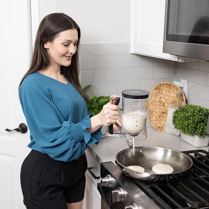 Batter Dispenser with Squeeze Handle - Pancake Batter Dispenser, Pancake Dispenser for Better, Cupcake Batter Dispenser, Pancake Pourer Dispenser, Pancake Mix Dispenser, Waffle Batter Dispenser